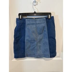 Free People Contrasting Denim Skirt Mini Stretch Skirt Boho Women’s Sz 6